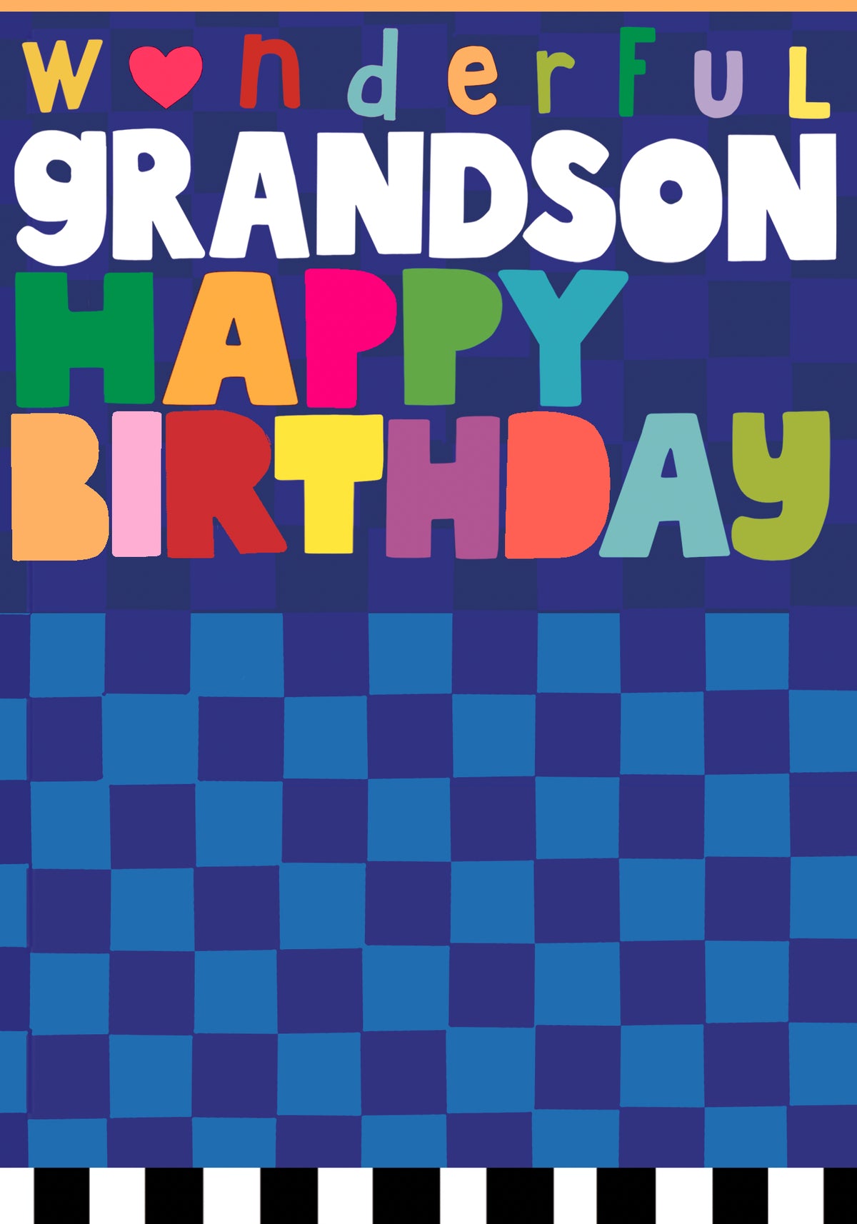 Grandson Card: Happy CHECKERED  - Neon - Paper Salad