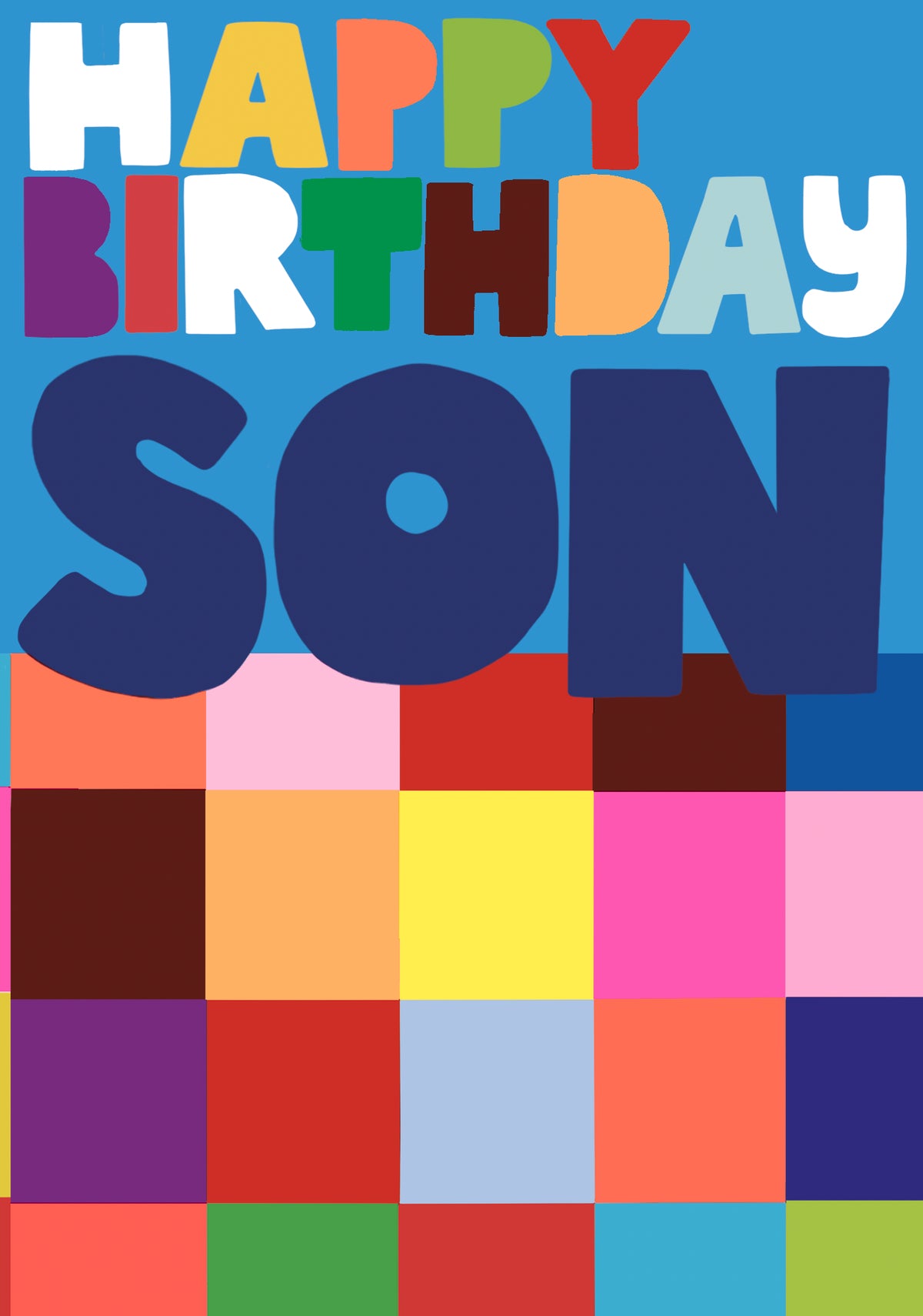 Son Card: Happy CHECKERED  - Neon - Paper Salad