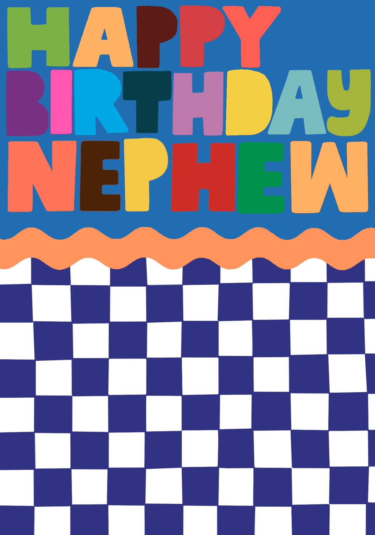 Nephew Card: Happy CHECKERED  - Neon - Paper Salad