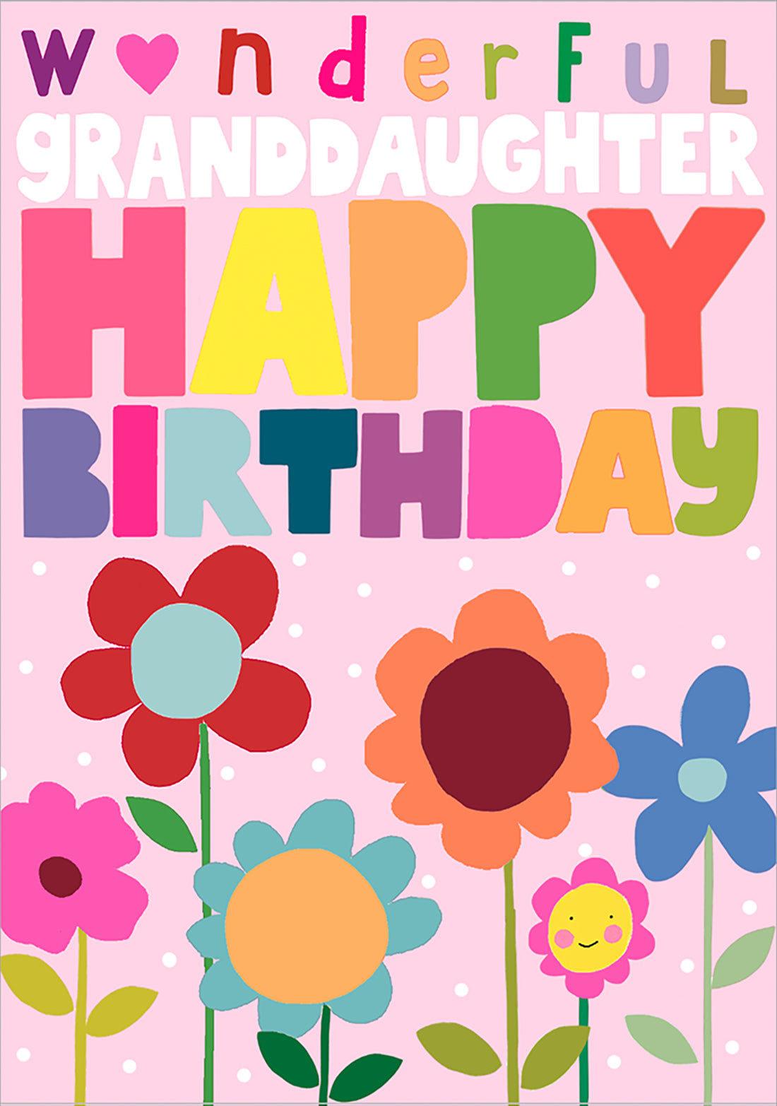 Granddaughter Card: Happy Flowers  - Neon - Paper Salad