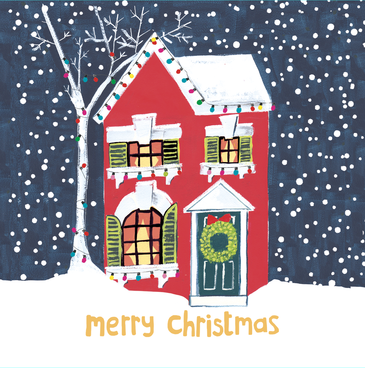 Christmas Cards: Pack of 5 - House - Paper Salad