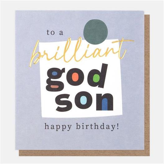 Godson Card: To a Brilliant Gold Foil - Colourful - Caroline Gardner