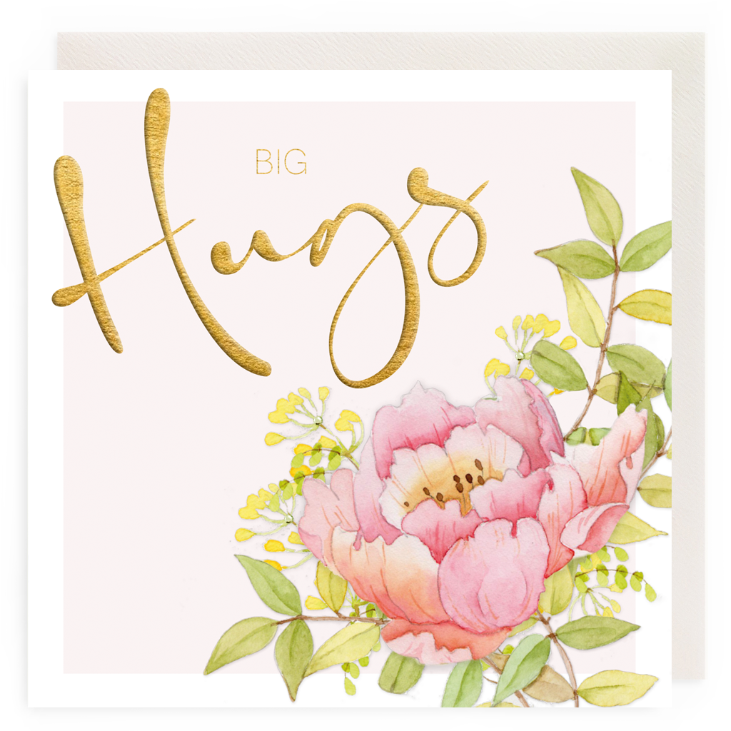 Thinking of You Card: Big Hugs Floral Swarovski Crystal - Pink