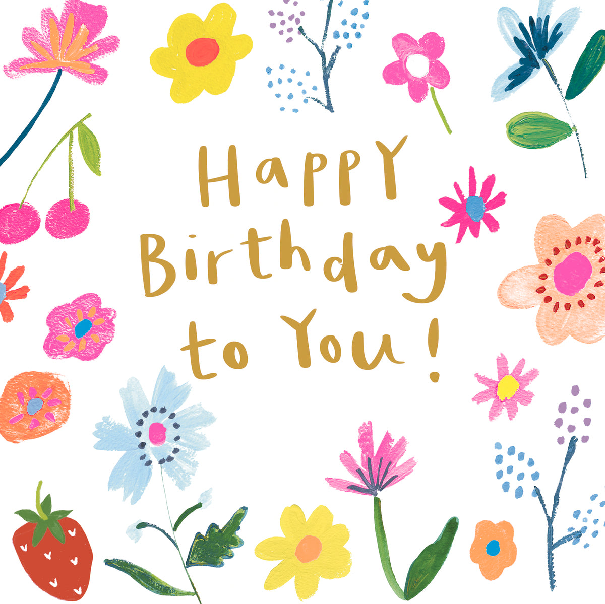 Birthday  Card: BRIGHT COLOURFUL LARGE FLORALS  - Paper Salad