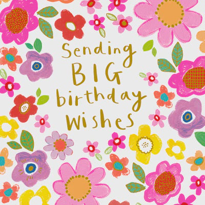 Birthday Card: Sending Big Birthday Wishes - Neon - Paper Salad