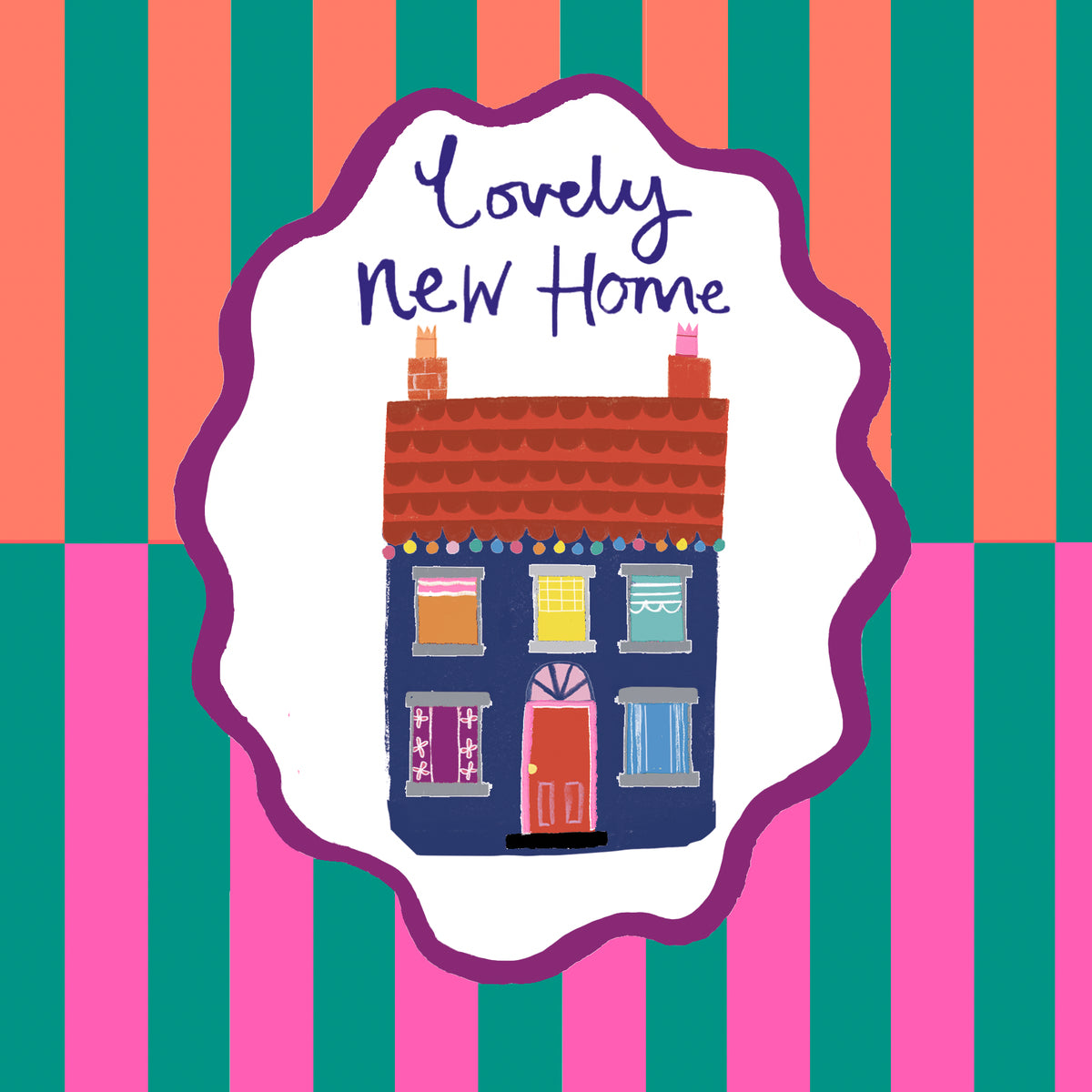New Home  Card: BRIGHT COLOURFUL NEW HOME STRIPES  - Paper Salad