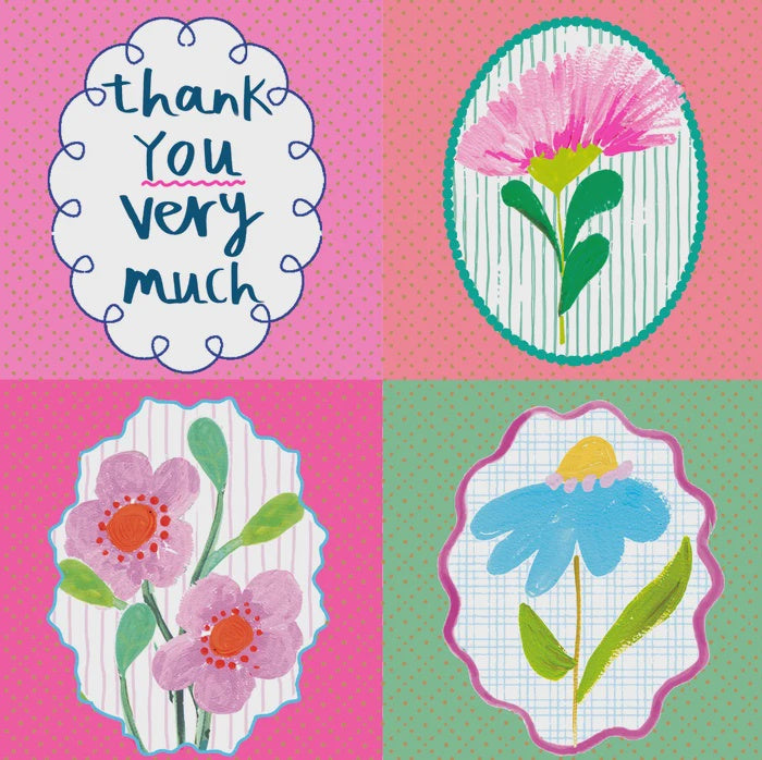 Thank You Card: Pretty Florals Cameos - Paper Salad