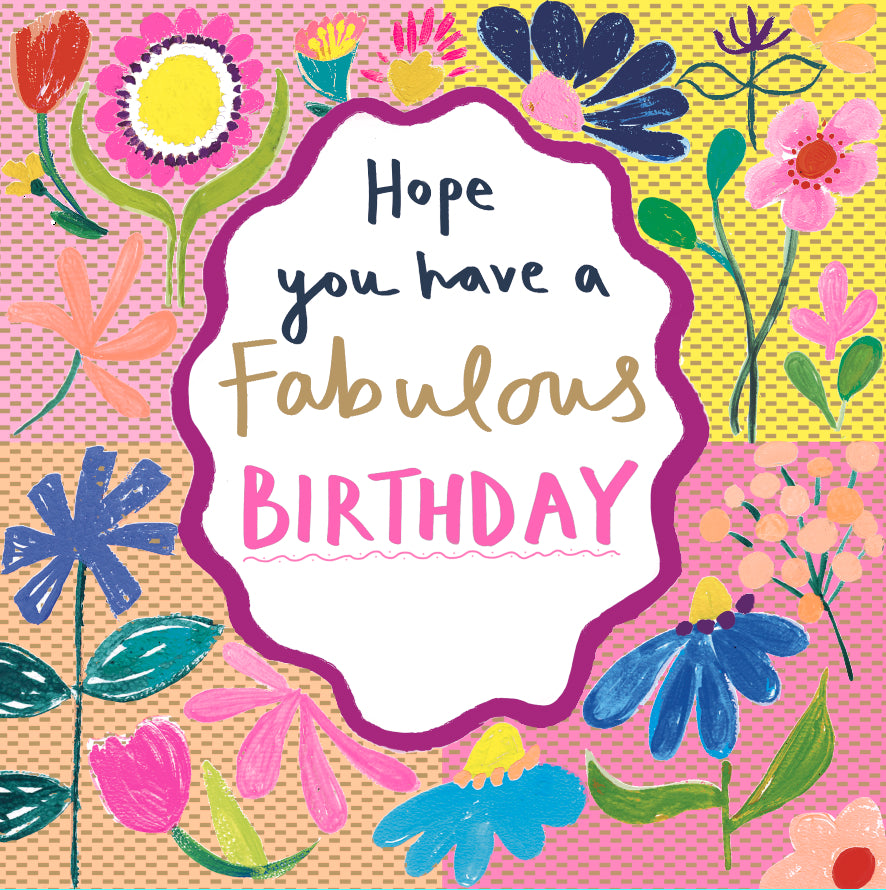 Birthday  Card: BRIGHT COLOURFUL BIG CAMEO FLORAL BIRTHDAY  - Paper Salad