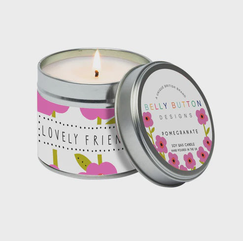Candle: Tin Floral Lovely Friend - Belly Button Designs