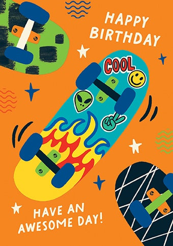 Birthday Card: Awesome Skateboard - Paper Rose