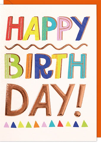 Birthday Card: Happy Birthday Text - Brights - Paper Rose