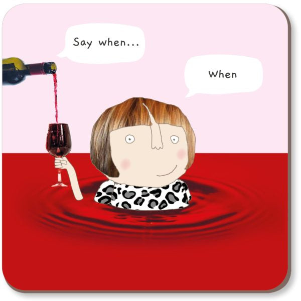 Coaster: Cork Back Funny Wine When - Pink - Rosie Made a Thing