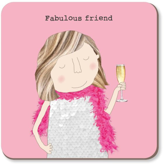 Coaster: Cork Back  Fabulous Friend - Pink - Rosie Made a Thing