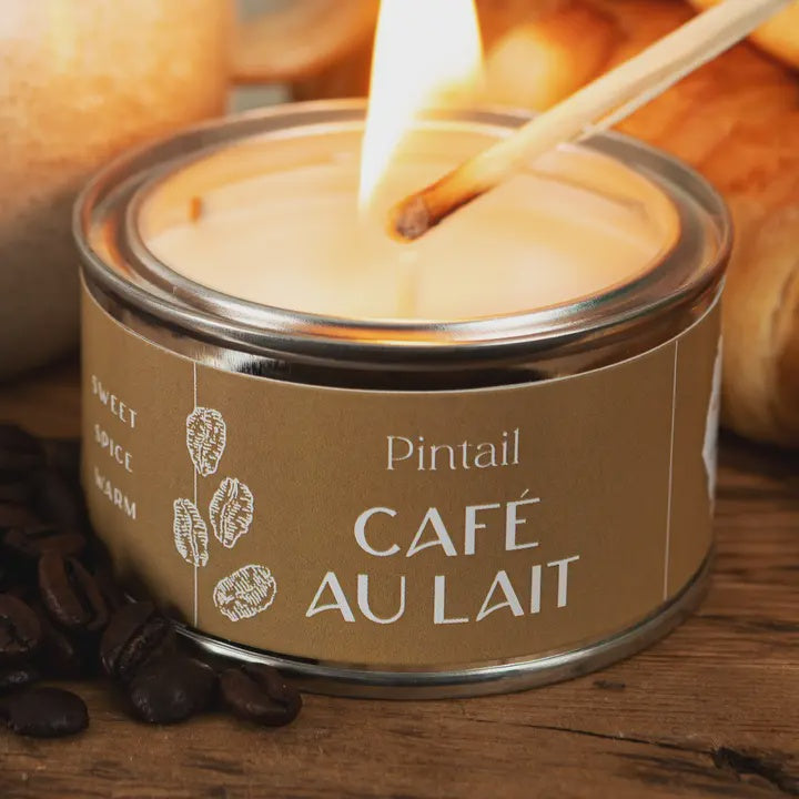 Candle: Scented Tin 14 hrs Cafe Au Lait - Brown - Pintail Candles