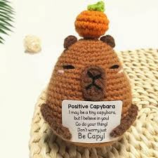 Positivity Crochet Gift: Small - Happy Cappybara 1 - The Happy Fruit and Veg Farm