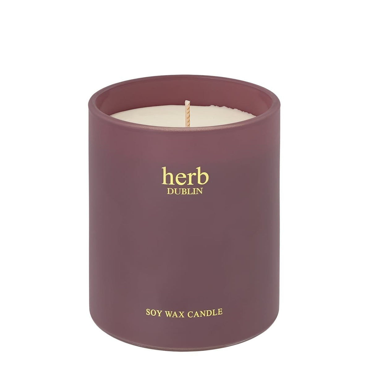 Candle: Scented Coloured Glass Box COMFORT & JOY- Burgundy - Herb Dublin