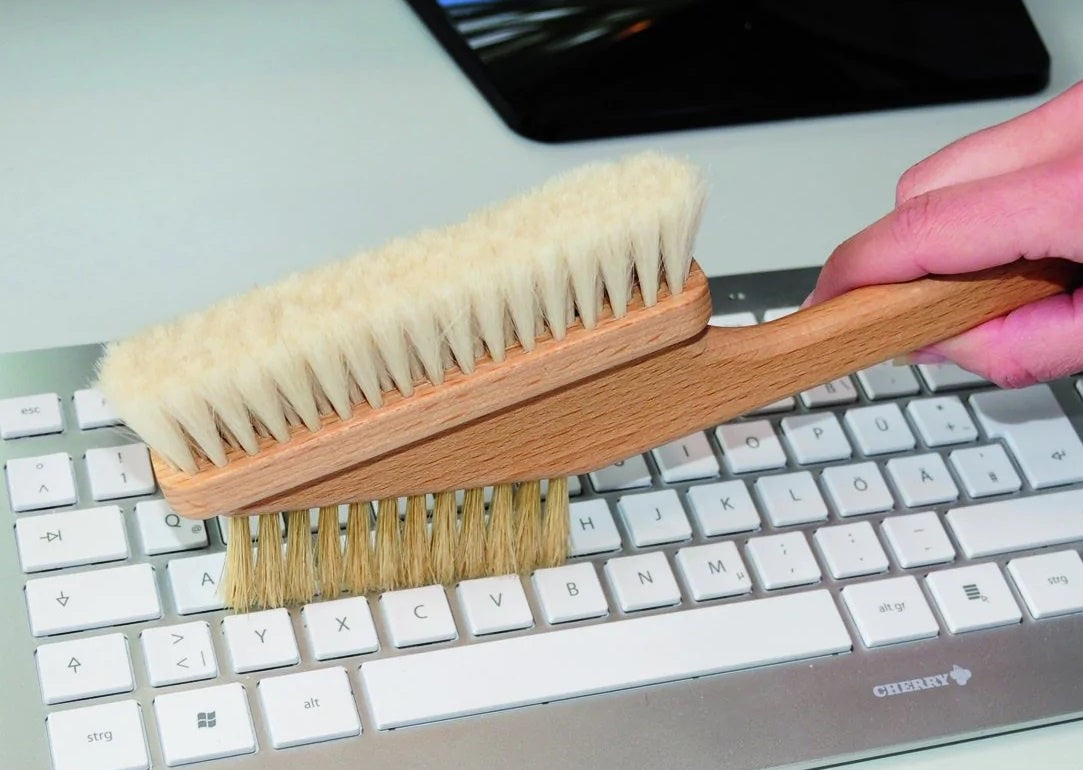 Computer Brush: Beachwood Oiled & Goat Hair Screen & Keyboard Cleaner Handcrafted - Natural