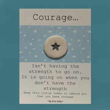 Token: Ceramic Pocket Wish Token - Courage - White - By Erin Cards & Gifts