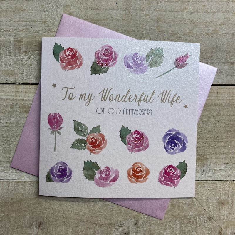 Wife Card: Lots Of Roses - White Cotton Cards