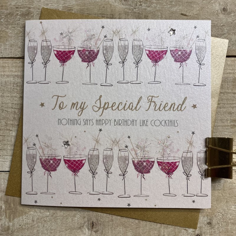 Friend Card: Lots Of Sparkling Cocktails - White Cotton Cards