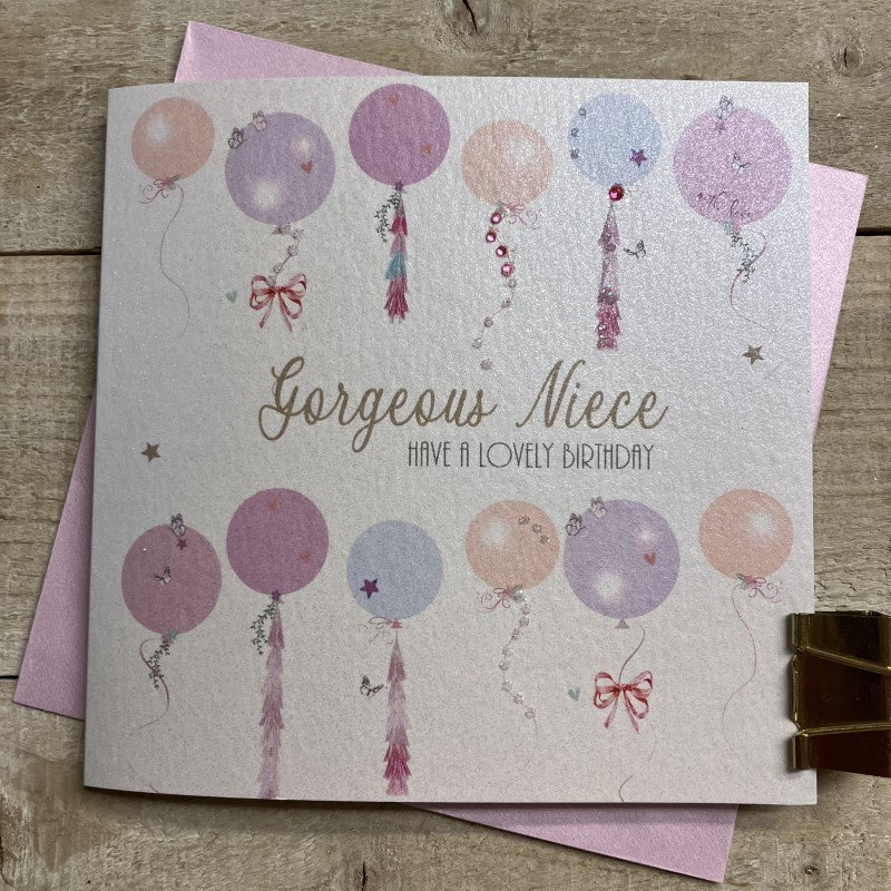 Niece Card: Lots Of Pretty Balloons - White Cotton Cards