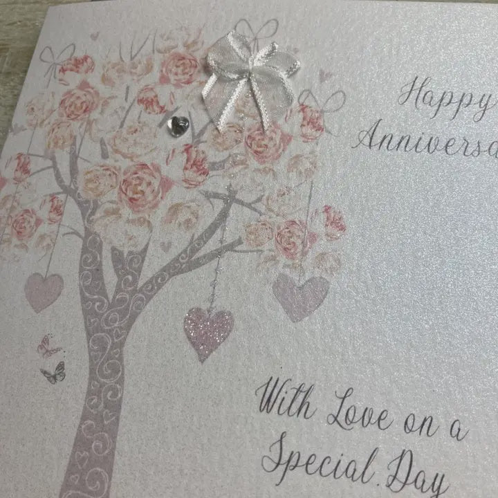 Anniversary Card: Rose Tree - White Cotton Cards