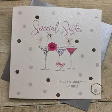 Sister Card: Cocktail Glasses - White Cotton Cards