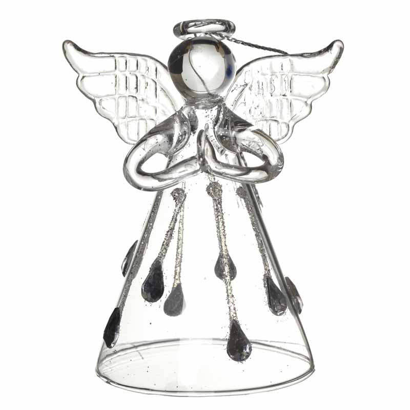 Christmas Tree Decoration: Glass Angel Droplets  - Clear - Heaven Sends