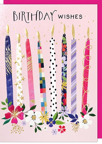Birthday Card: Birthday Candles - Pink - Paper Rose