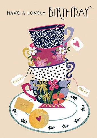 Birthday Card: Afternoon Tea Cups - Paper Rose