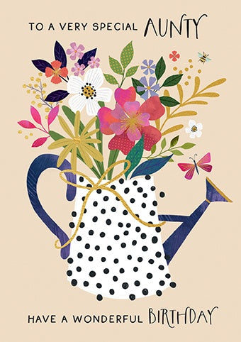 Aunty Card: Jug Of Flowers - Paper Rose