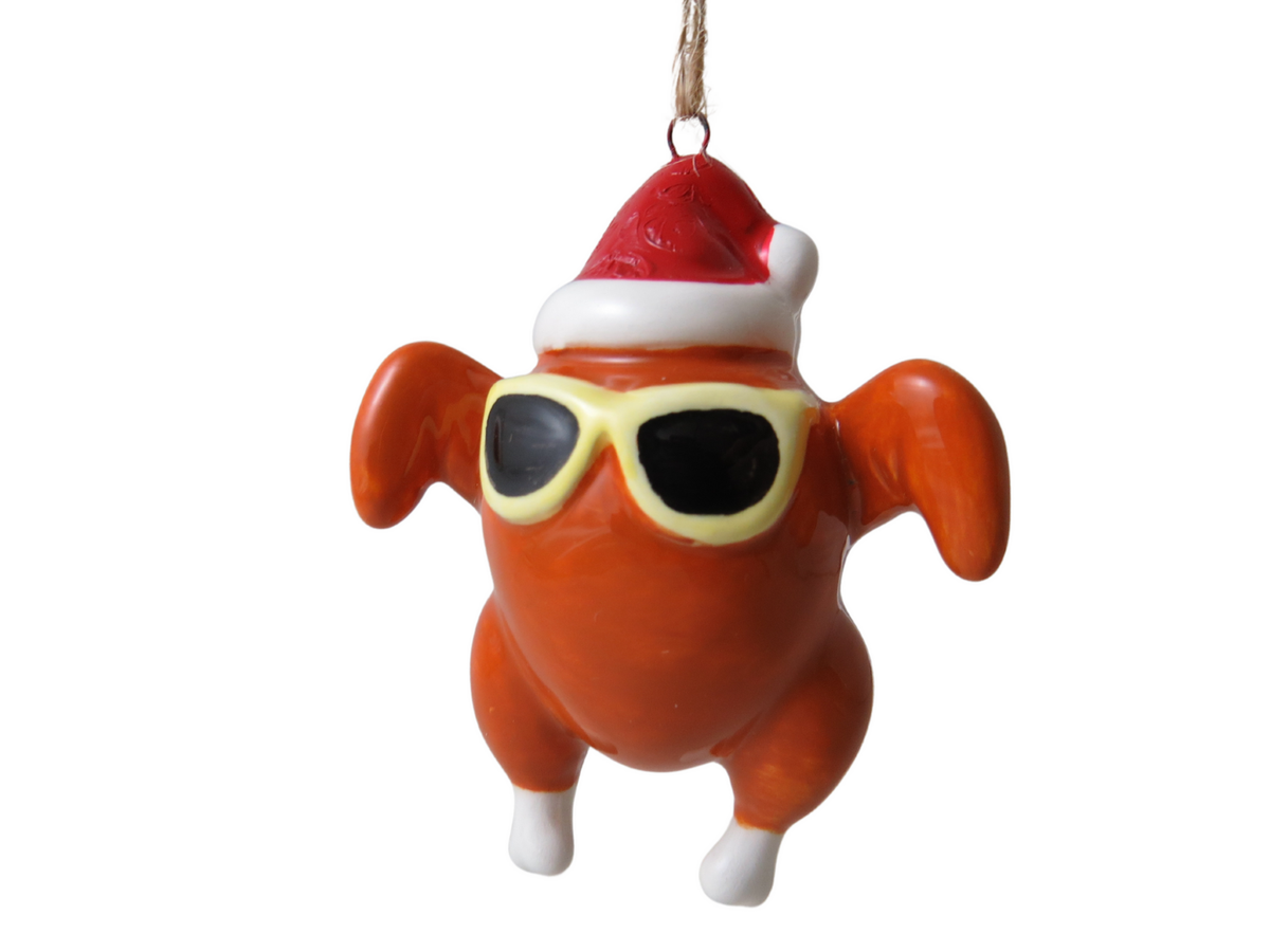 Christmas Tree Decoration: Ceramic Cool Turkey - Brown - Giftware Trading