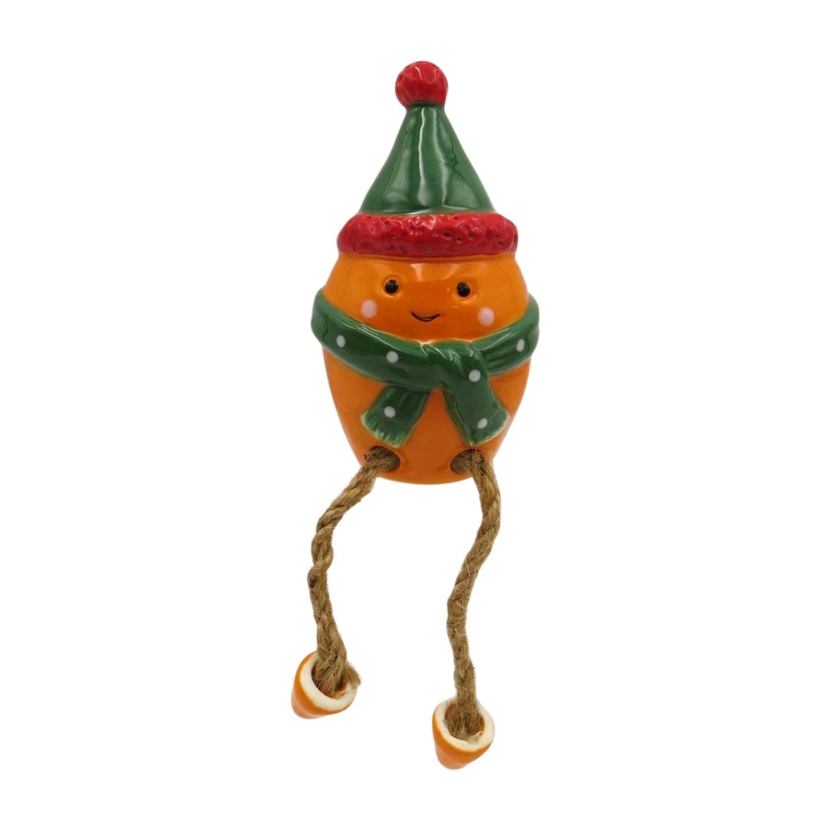 Shelf Sitter: Ceramic Festive Child Carrot Dangly Legs - Orange & Green - Giftware Trading