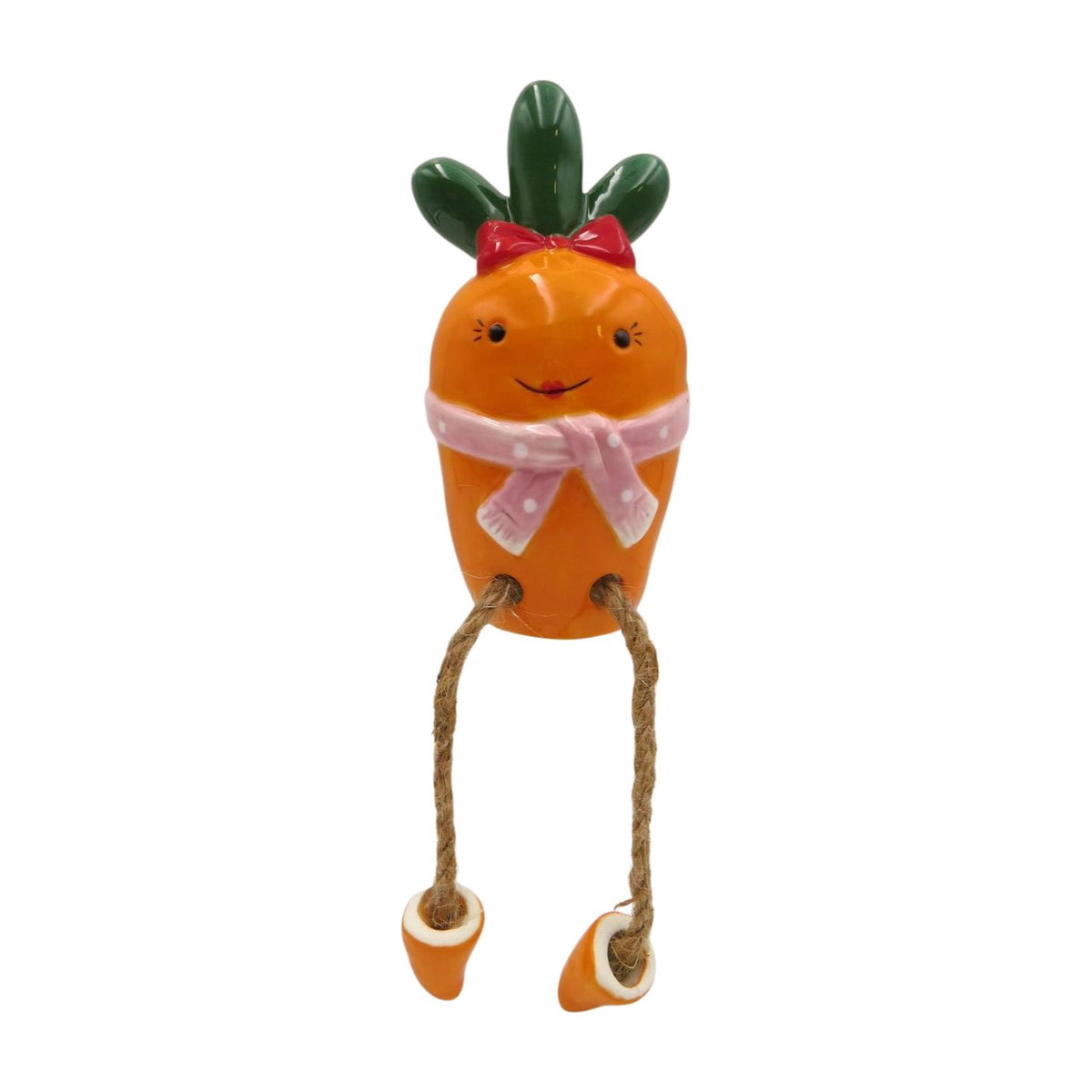 Shelf Sitter: Ceramic Festive Mum Carrot Dangly Legs - Orange & Green - Giftware Trading