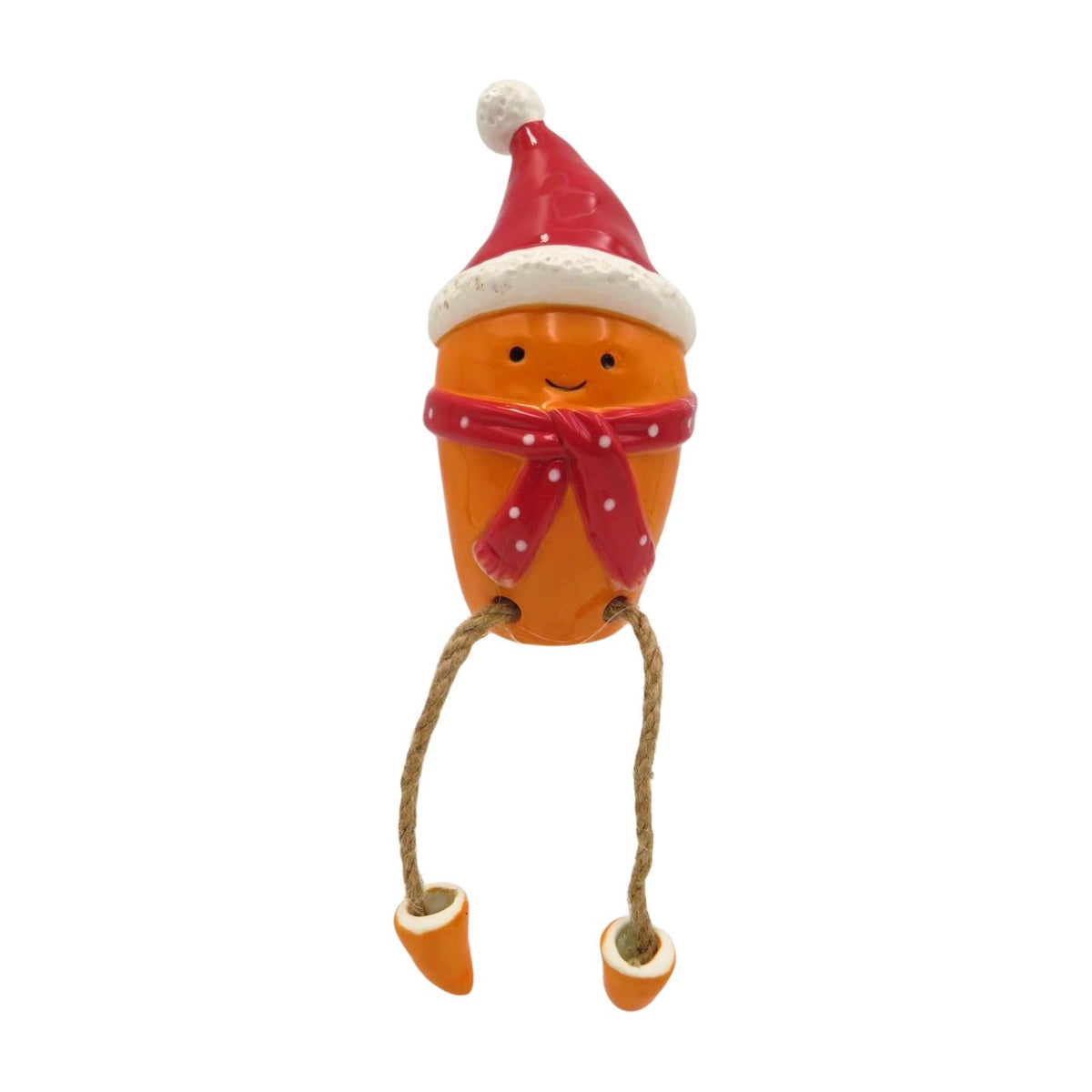 Shelf Sitter: Ceramic Festive Dad Carrot Dangly Legs - Orange & Green - Giftware Trading