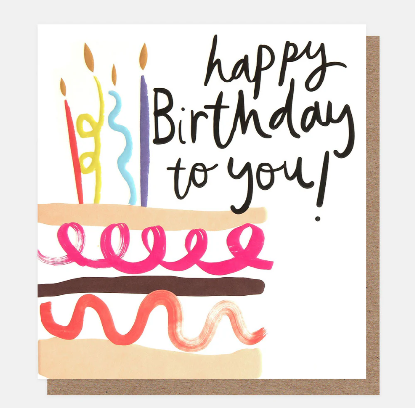 Birthday Card: Colourful Cake & Candles - Caroline Gardner