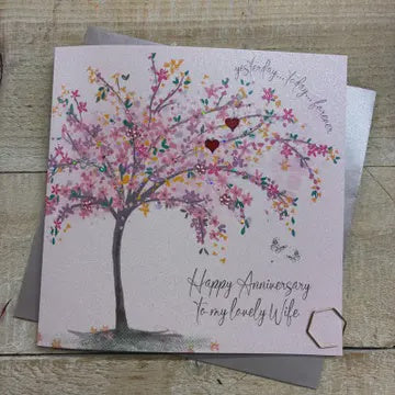 Anniversary Card: To My Lovely Wife Willow Tree  - White Cotton Cards