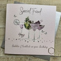 Friend Card: Bubbles And Cocktails - White Cotton Cards