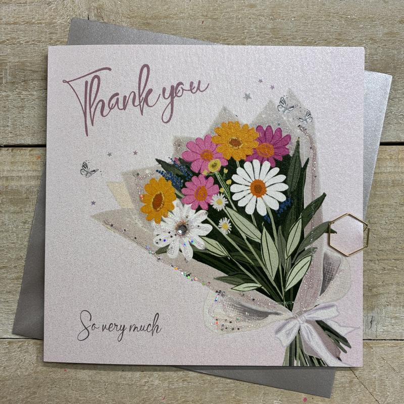 Thank You Card: Thank You So Very Much Bouquet Pretty Flowers - Lola Designs
