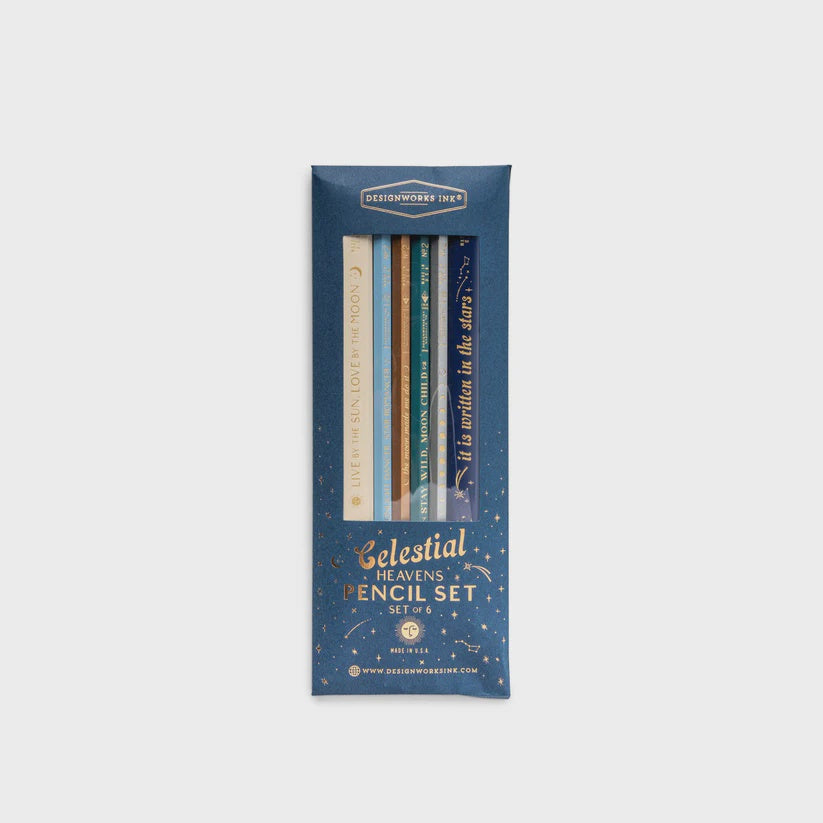 Pencil Set: Mettalic Writing Celestial Heavens - Blue - Design Works Ink