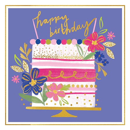 Birthday Card: Birthday Cake Floral - Paper Rose