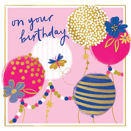 Birthday Card: Balloon Garland - Paper Rose