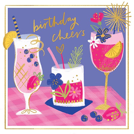 Birthday Card: Cocktail Celebrations - Paper Rose