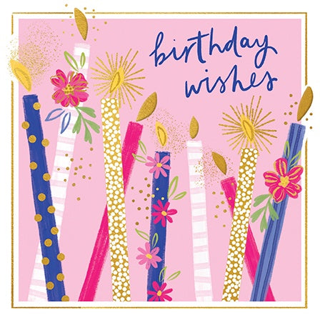 Birthday Card: Make a Wish Candles - Paper Rose