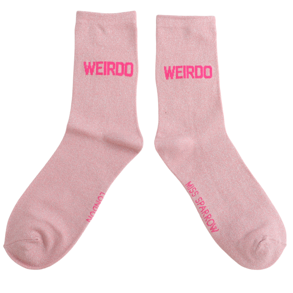 Ladies Socks: Weirdo - Pink Glitter - Miss Sparrow