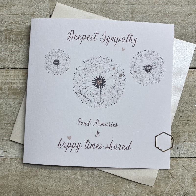 Sympathy Card: Dandelion Flowers - White Cotton Cards