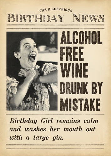 Female Birthday Card: Birthday Girl Washes Mouth Out With Gin Fleet Street - Pigment