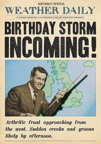 Male Birthday Card: Birthday Storm Weatherman Fleet Street - Pigment