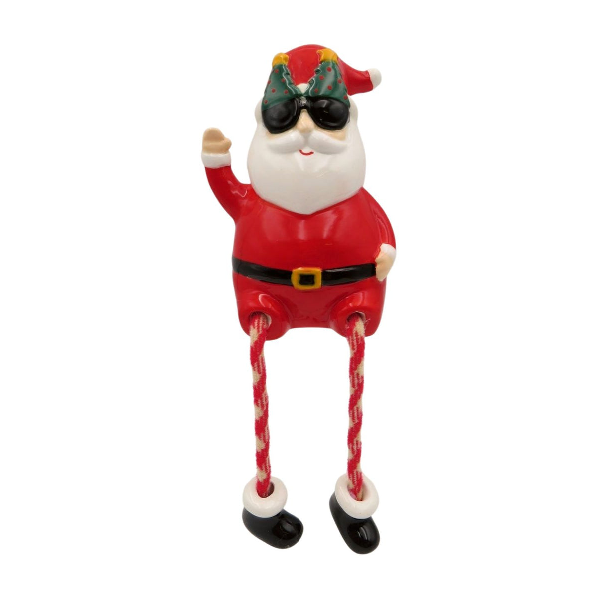 Shelf Sitter: Ceramic Santa With Rope Legs - Giftware Trading