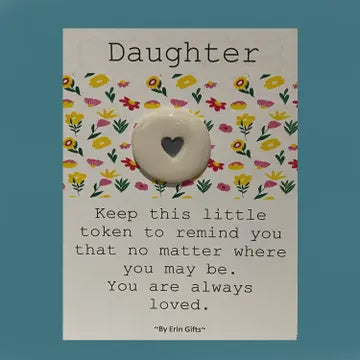 Token: Ceramic Pocket Wish Token - Daughter - White - By Erin Cards & Gifts